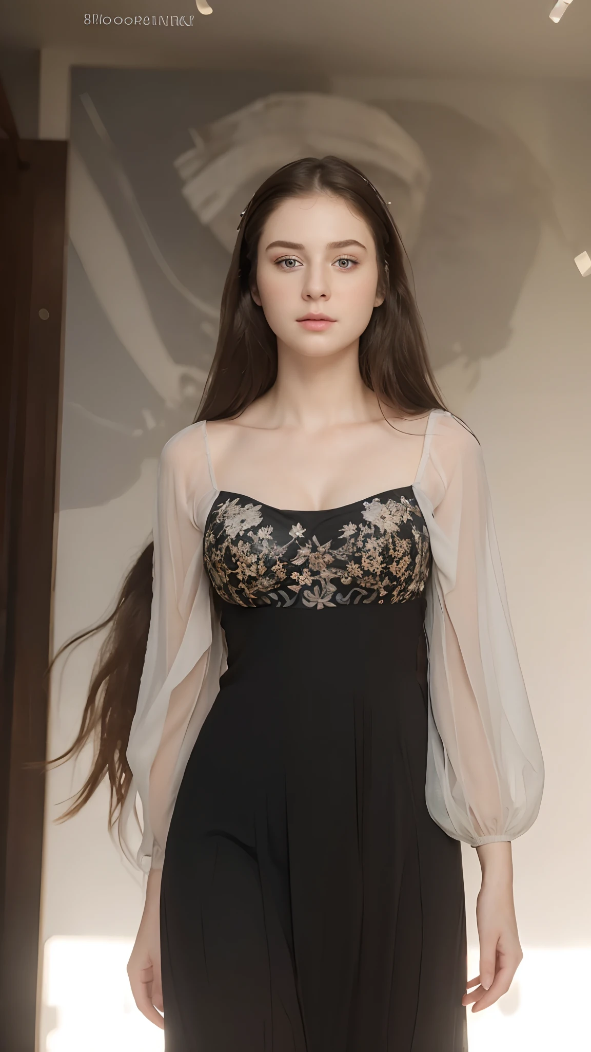 (photorealistic:1.4), (masterpiece, 8k raw photo, best quality:1.4), a woman, 25 years old, beautiful face, (chubby:1), white pale skin (realistic face) (realistic body) (Realistic dress) (realistic sleeves) (realistic hand)