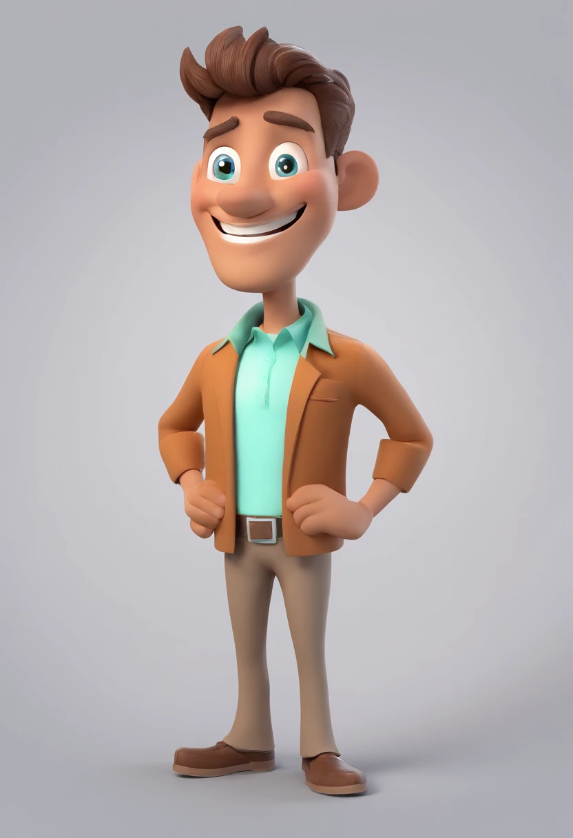 Smiling Man Illustration, sorriso insano, Homem de pele marrom com um sorriso gigante, happily smiling at the camera, sorriso atrevido, he's smiling, sorriso muito grande, Macho sorridente, foto de perfil headshot, rindo sorriso enorme, desenhando no estilo de Arte 3D, c4d, fundo de cor branco puro, estilo disney, estilo pixar render ilustracao Super Detalhe, 8k