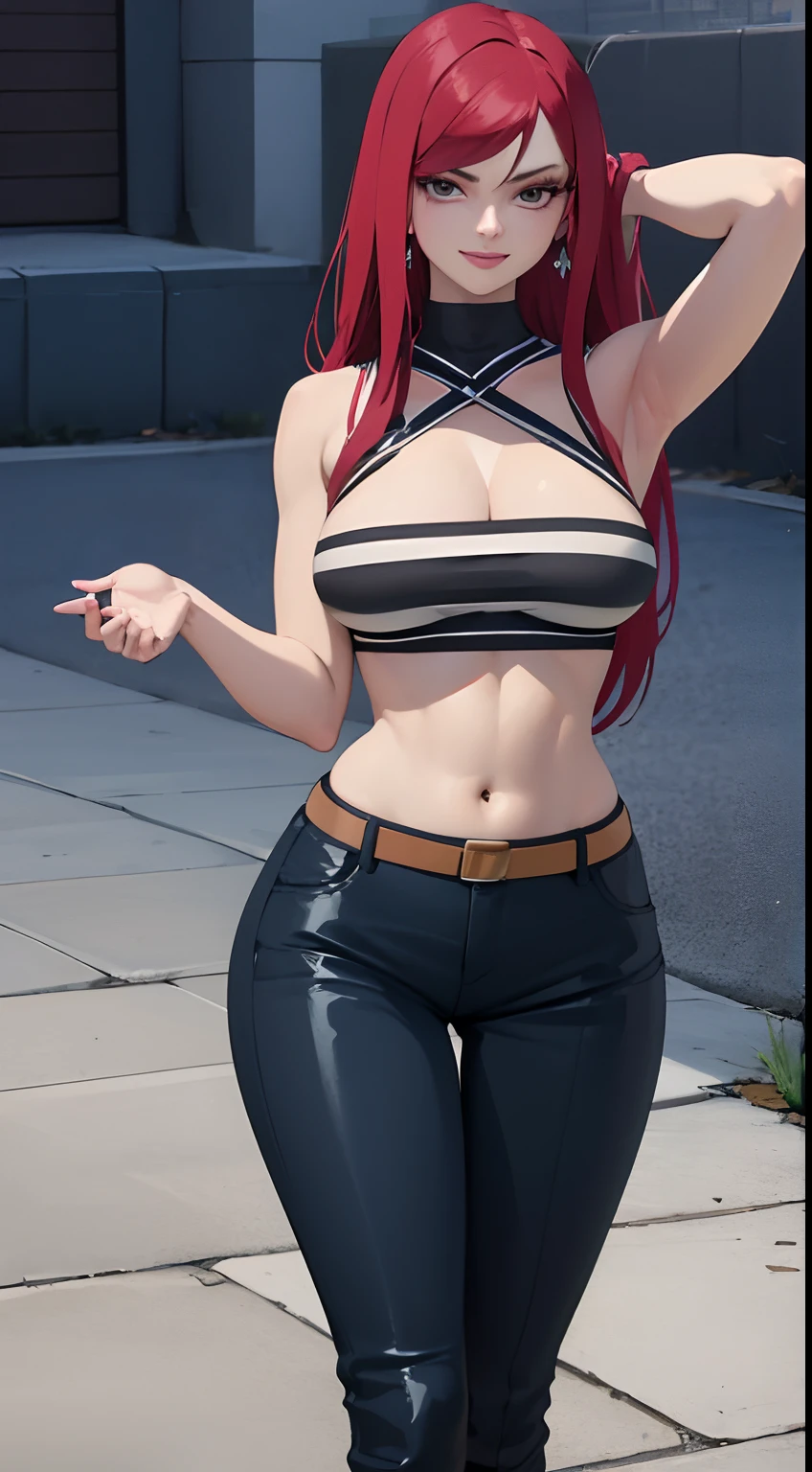 Mujer pose sexy, ropa futurista, ajusta, cuerpo detallado tetas grantes, gran figuram, ultra detallado, Modelo de belleza, sentada, sonriendo, cuerpo expuesto, cuerpo completo