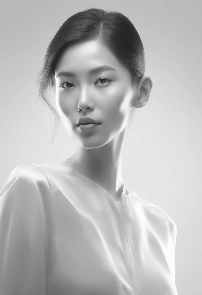 (best quality,ultra-detailed,realistic),(portraits),(black and white),(soft lighting),(alien-like make and human-like face),(detailed facial features),(white background),(line drawing),anatomy correct