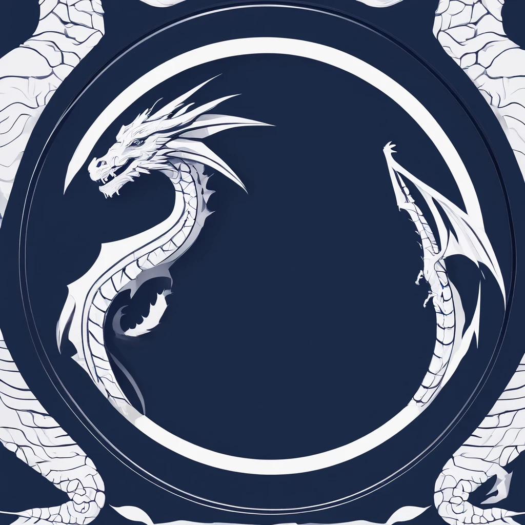 Dragons with a slender body、It's in a circle、1bolt、Abstract、A logo、No text、white backgrounid、Navy blue only、A little pretty