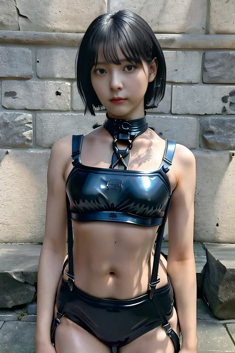 Beautiful girl small breasts ,sf, ８age、beautiful girl,smile,Complex background punk, , Futuristic, Post-apocalyptic, dark, 薄dark光, ((masterpiece, Highest quality, )),(((Nipples exposed through the gap in her clothes))),,(((Small nipples))),(((Small areola)))(((Six Pack Abs))),(((Nipple details)))、Sweaty