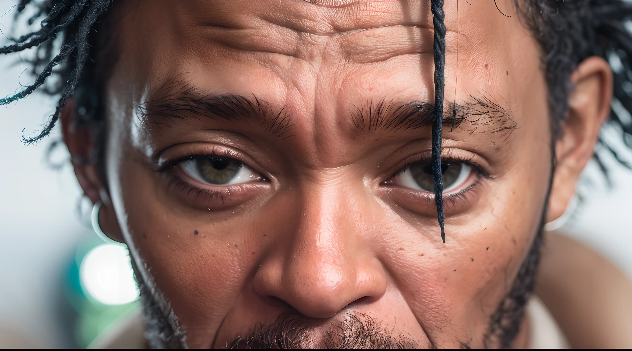 extreme close-up portrait of Laurence Fishburne as Morpheus, showing red or blue pill, photorealistic, RAW photo, high quality, ar-- 16:9 --auto --s2