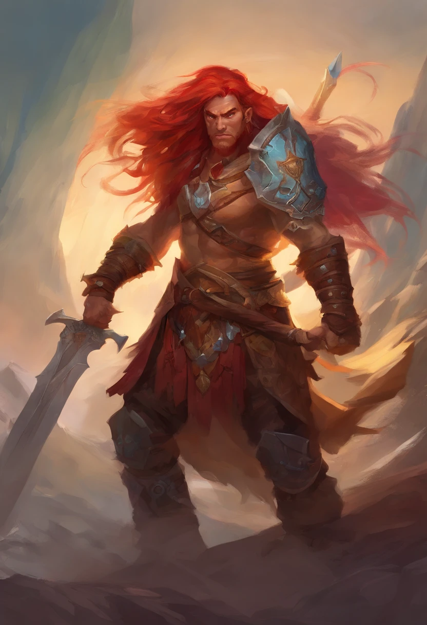 half orc, barbarian, dnd, fantasy, red hair