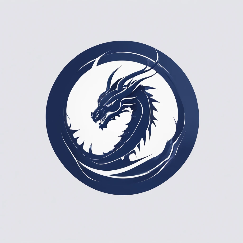 ::style vetor, vectorized logo of a white dragon, soon in (((rounded shape))), with white and gray colors/blackw, white outlines and backgrounds, ::n_style image background, Deformations in the logo, animated cartoon, anime white background

