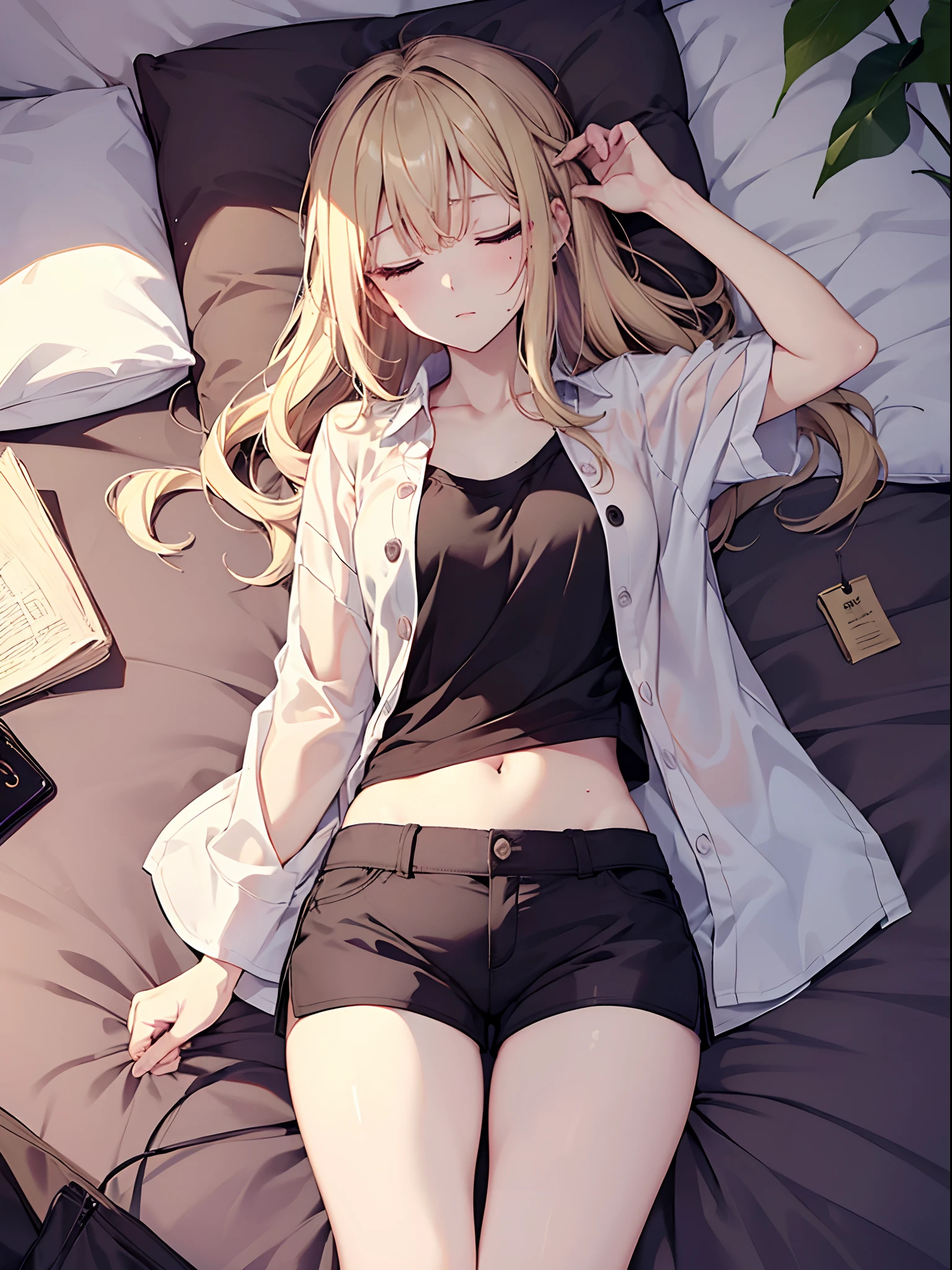 Very detailed、(8k, RAW Photos, highest quality, masterpiece:1.2), (Very detailed 8k wallpaper),figure、Professional Lighting,Sharp focus, Depth of written boundary、、Clear Eyes、Perfect Anatomy、With a girl、12 years old、、,、(Plump thighs:1.2)、、、pov 、T-Shirts、White panties、Denim mini skirt、、Lying in bed、(Leg spread:1.5)