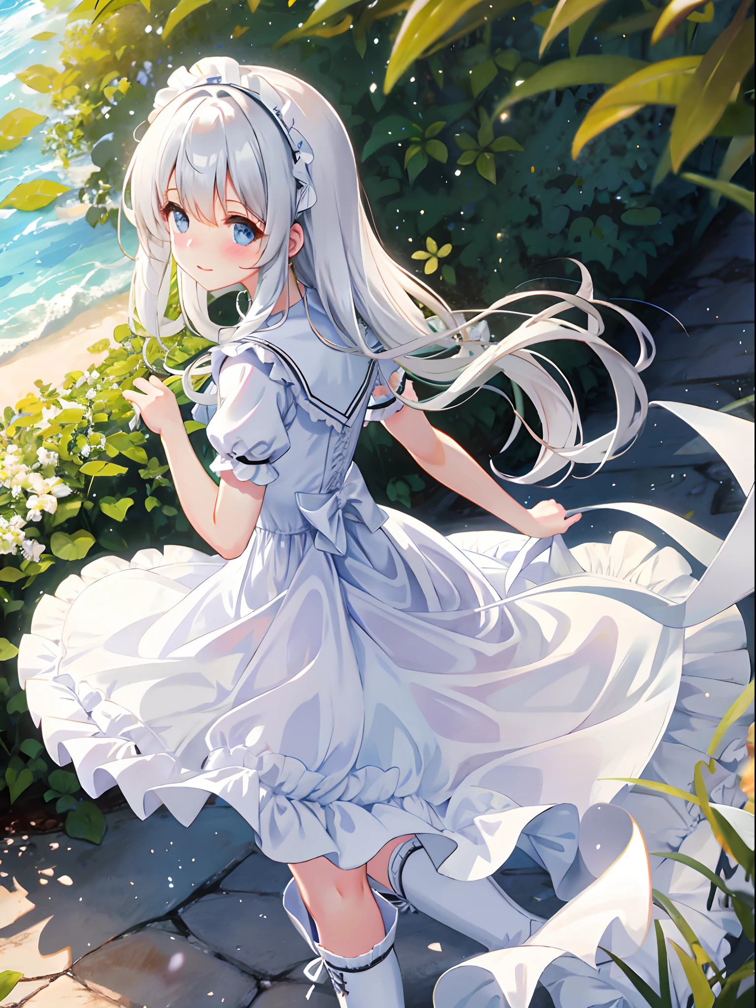 dress with white frills,Beth,White boots,