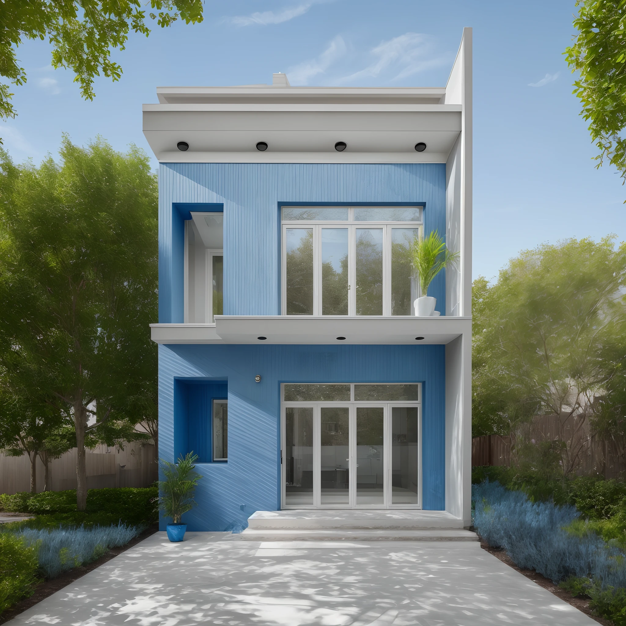 Modern townhouse painted blue