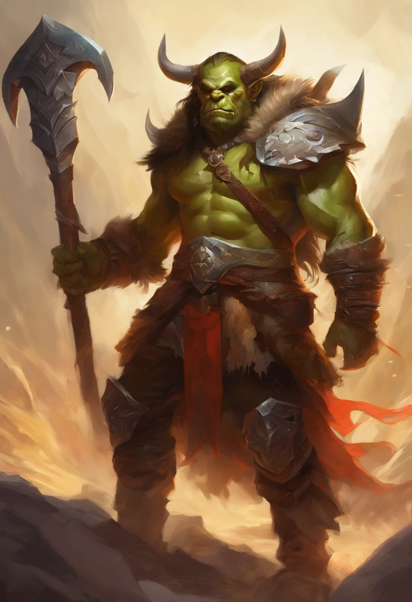 orc, barbarian, dnd, fantasy, battle axe, sheild