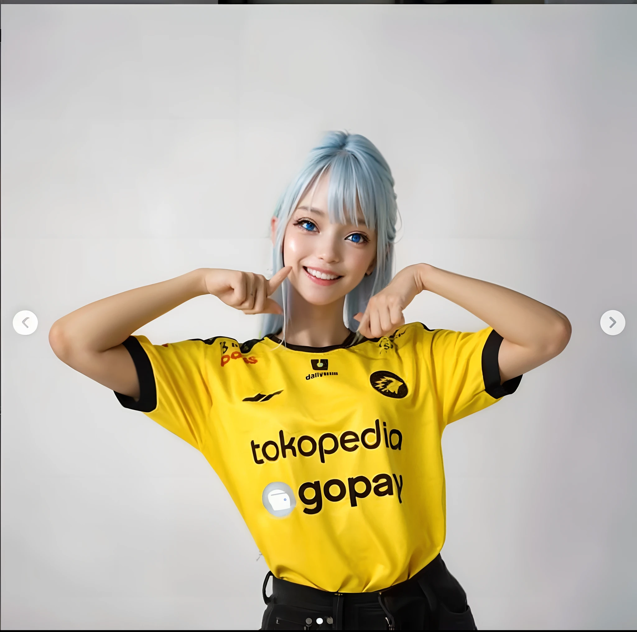 girl, cute face, smile face, blue eyes, white long hair,