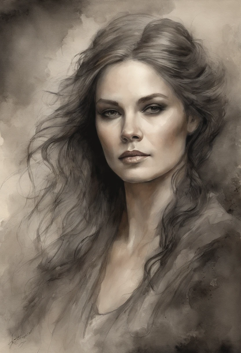 Detailed charcoal drawing in the style of Viktor Miller-Gausa, Tran Ross, Brian Froud, Tom Bagshaw do personagem Homemlobo da Universal Pictures, com Soft, Sombras intrincadas em seu rosto enrugado, Capturando a beleza desgastada de uma vida longa e gratificante