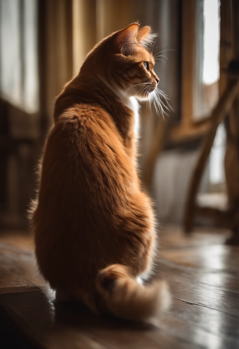 catss showing butt to camera, realistic