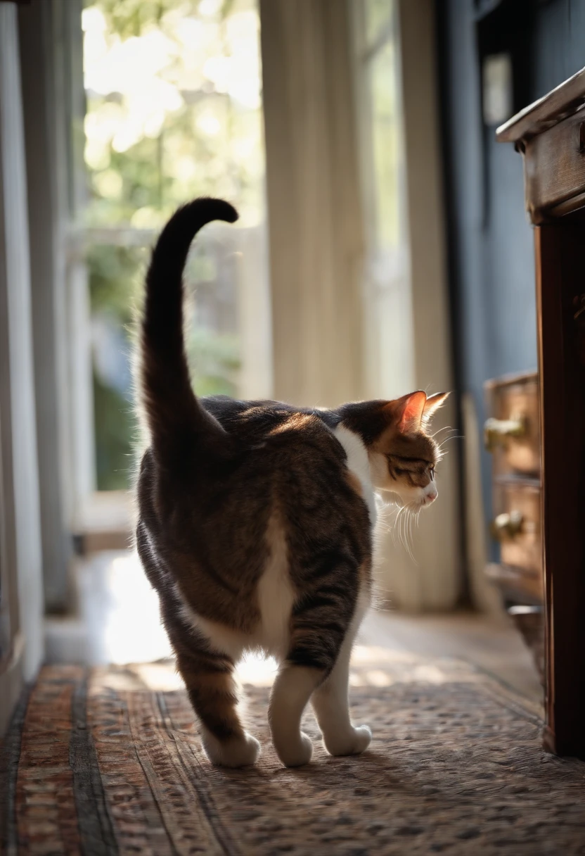 catss showing butt to camera, realistic, cat butt hole to camera