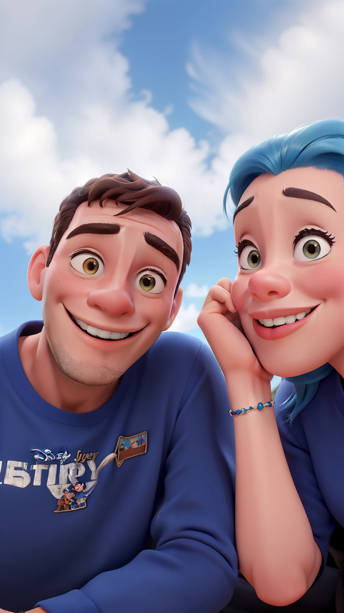 Casal estilo Disney sorridentes, Under blue skies