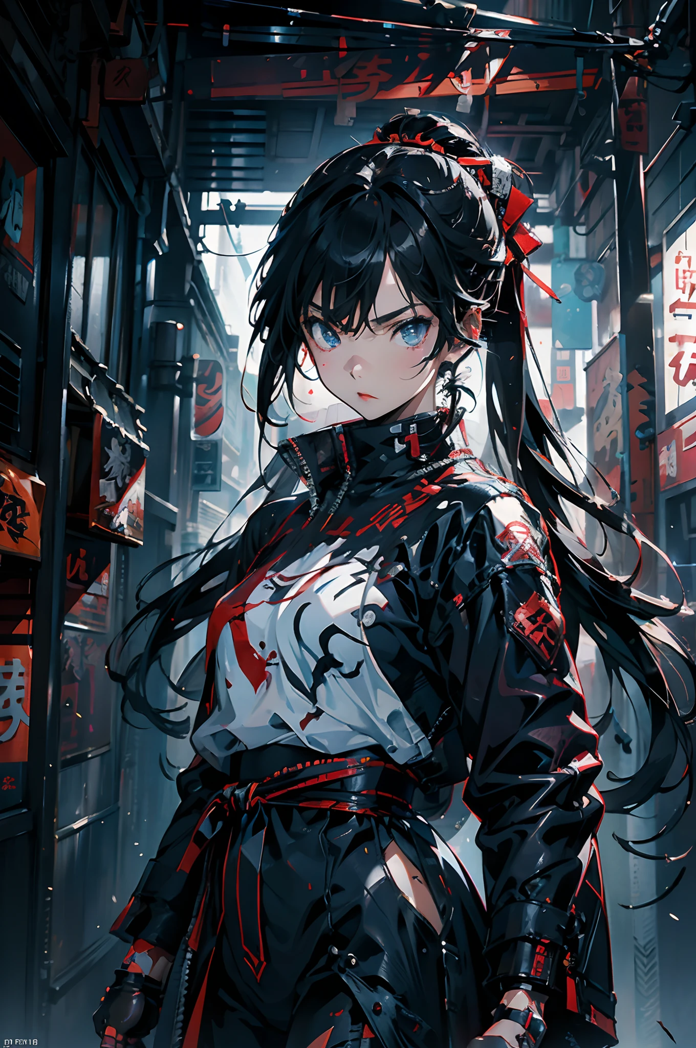 Anime - style painting of a woman holding a knife in front of a store, handsome guy in demon killer art, Tsutomu Nihei style, demon slayer rui fanart, shigenori soejima illustration, inspired by Liam Wong, tsutomu nihei art, Badass anime 8 K, by Kamagurka, author：Uesaka Seka