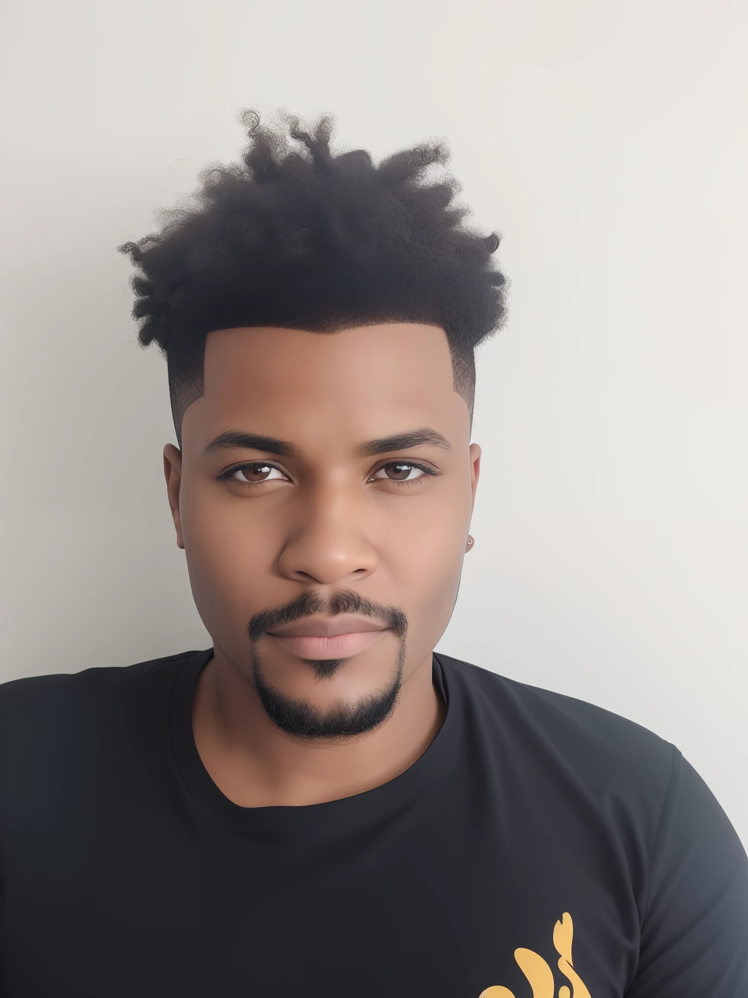Homem com uma camisa preta e uma camisa preta, taken in the early 2020s, em torno de 1 9 anos, um homem ????? com longos cabelos cacheados, east african man with curly hair, homem ????? com cabelo afro, foto de perfil headshot, sem barba e bigode, 2 7 anos, 2 9 anos, 2 8 anos