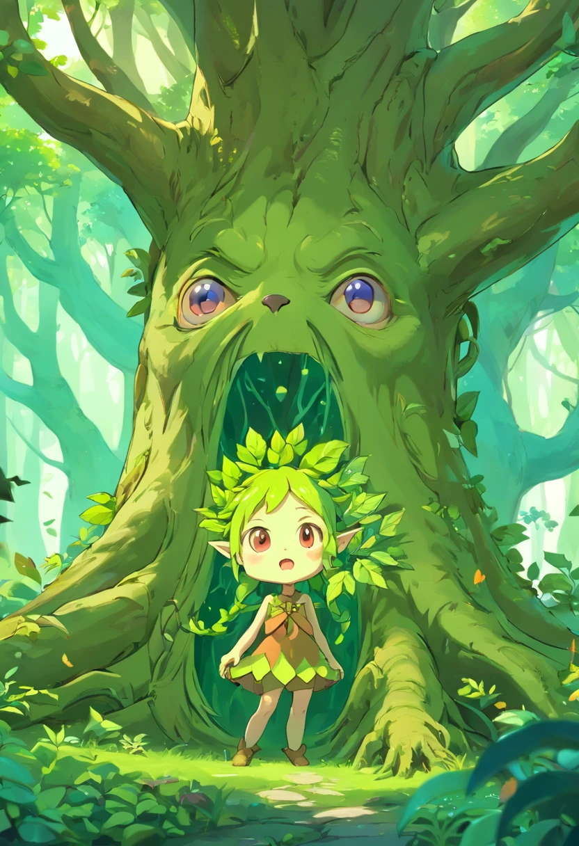 1 Dryad,Cartoon tree close-up,There is a face on it, treant, but rather a, ent treant dryad, the trees are angry, Evil Tree Elves, Groot, character art of maple story, oak tree ent, plant monster, tree druid, of the tree, treebeard, entity, Jane wood art style, plant monster, Mobile game art(Masterpiece, Best quality, Ultra-detailed, Best Illustration:1.4),(See-through:15)(refractions,Reflection:1.2) ,