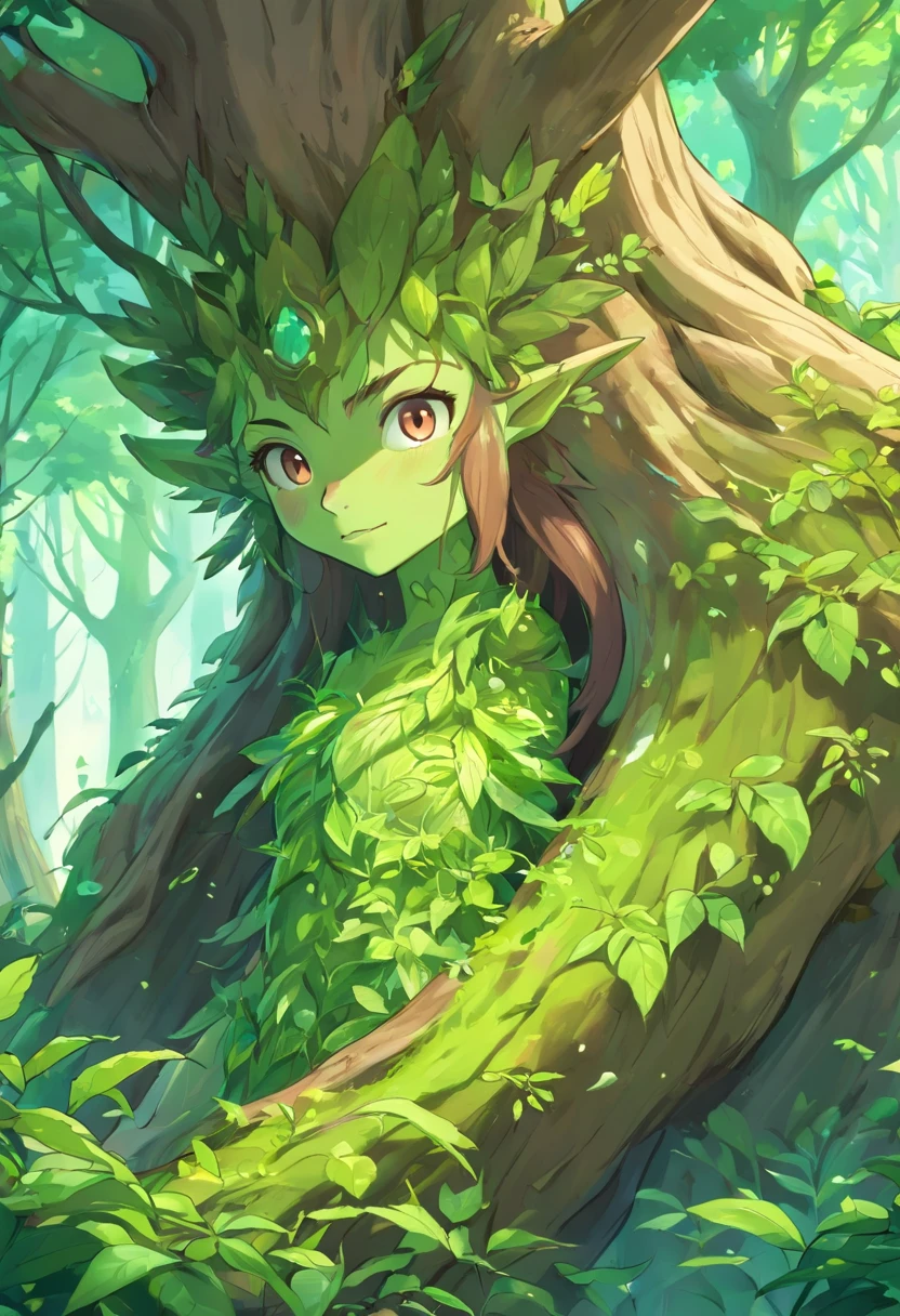 1 Dryad,Cartoon tree close-up,There is a face on it, treant, but rather a, ent treant dryad, the trees are angry, Evil Tree Elves, Groot, character art of maple story, oak tree ent, plant monster, tree druid, of the tree, treebeard, entity, Jane wood art style, plant monster, Mobile game art(Masterpiece, Best quality, Ultra-detailed, Best Illustration:1.4),(See-through:15)(refractions,Reflection:1.2) ,