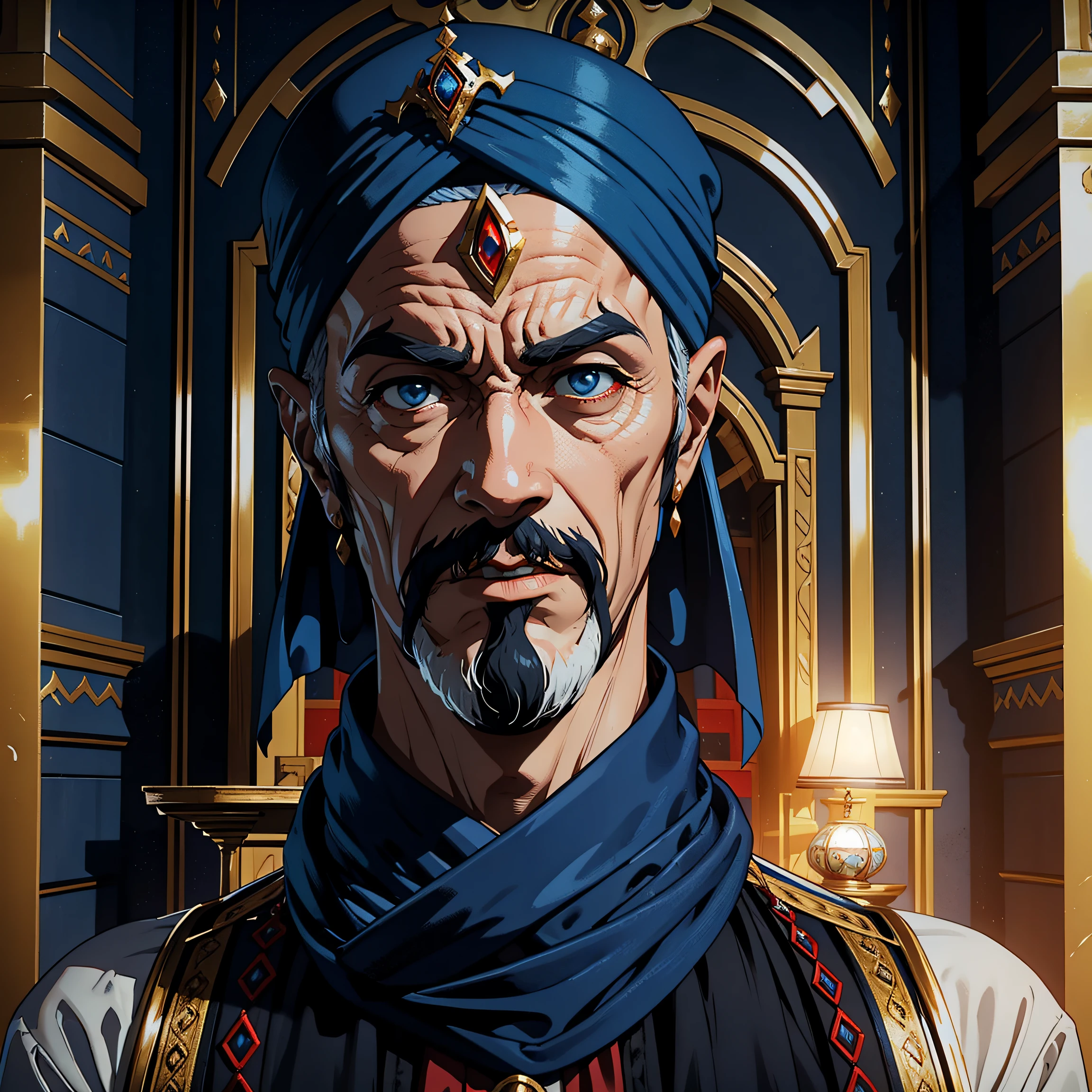Old Sultan With Blue Turban By His Side Mister Dracula In These 15 Years In The Throne Room Legendary Scene View Scene 3D View Scene