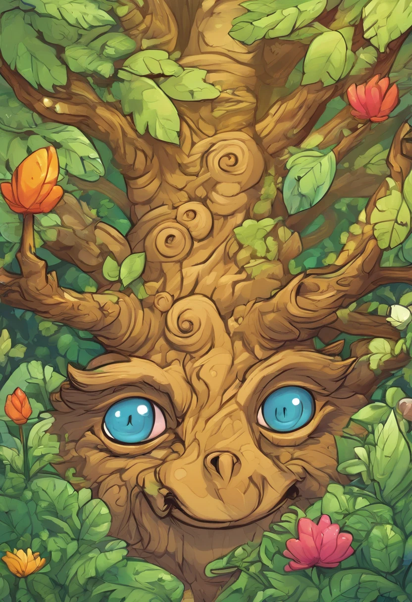 1 Dryad,Cartoon tree close-up,There is a face on it, treant, but rather a, ent treant dryad, the trees are angry, Evil Tree Elves, Groot, character art of maple story, oak tree ent, plant monster, tree druid, of the tree, treebeard, entity, Jane wood art style, plant monster, Mobile game art(Masterpiece, Best quality, Ultra-detailed, Best Illustration:1.4),(See-through:15)(refractions,Reflection:1.2) ,