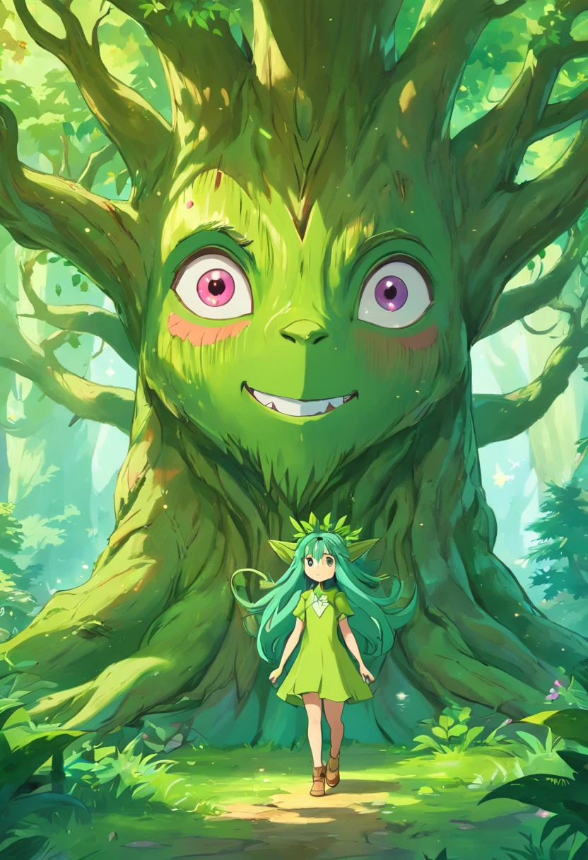 1 Dryad,Cartoon tree close-up,There is a face on it, treant, but rather a, ent treant dryad, the trees are angry, Evil Tree Elves, Groot, character art of maple story, oak tree ent, plant monster, tree druid, of the tree, treebeard, entity, Jane wood art style, plant monster, Mobile game art(Masterpiece, Best quality, Ultra-detailed, Best Illustration:1.4),(See-through:15)(refractions,Reflection:1.2) ,