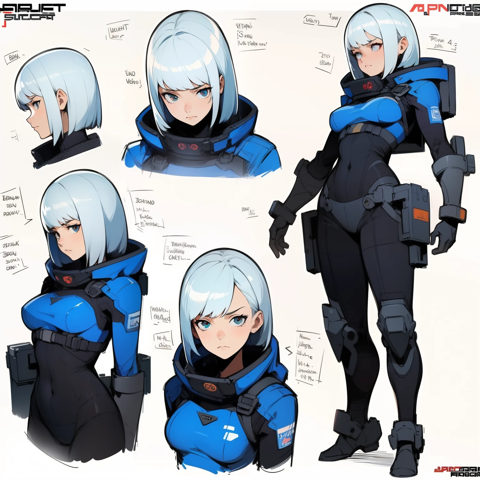 Top quality, ultra high resolution, (photorealistic: 1.4), jumpsuit, sci-fi space background, circuit plate mail, medium breasts, realistic world, outdoors, light hair, armour, space, knight, character design, white hair, 1girl, Joy, anger and sorrow on all kinds of expressions,