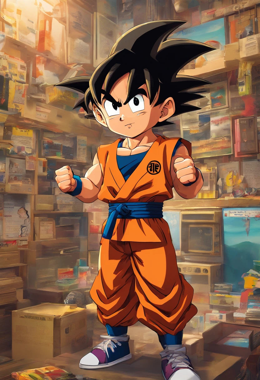 Adorable Full Body Portrait Goku Wearing Normal Clothes, "pele lisa, macia e fofa", fotografia fosca altamente intrincada e hiperdetalhada de Ismail Inceoglu, Sakiyama, James Gurney, Victo Ngai, Gregorio Catarino, M.W Kaluta e Hiroyuki-Mitsume Takahashi, Album cover art, poster art, long exposure, cel-shaded, uma obra-prima, ideia de panchovilla, Miki Asai Fotografia macro, close-up, hiperdetalhado, Trends at the Art Station, foco nítido, Studio photo, detalhes intricados, altamente detalhado, por greg rutkowski