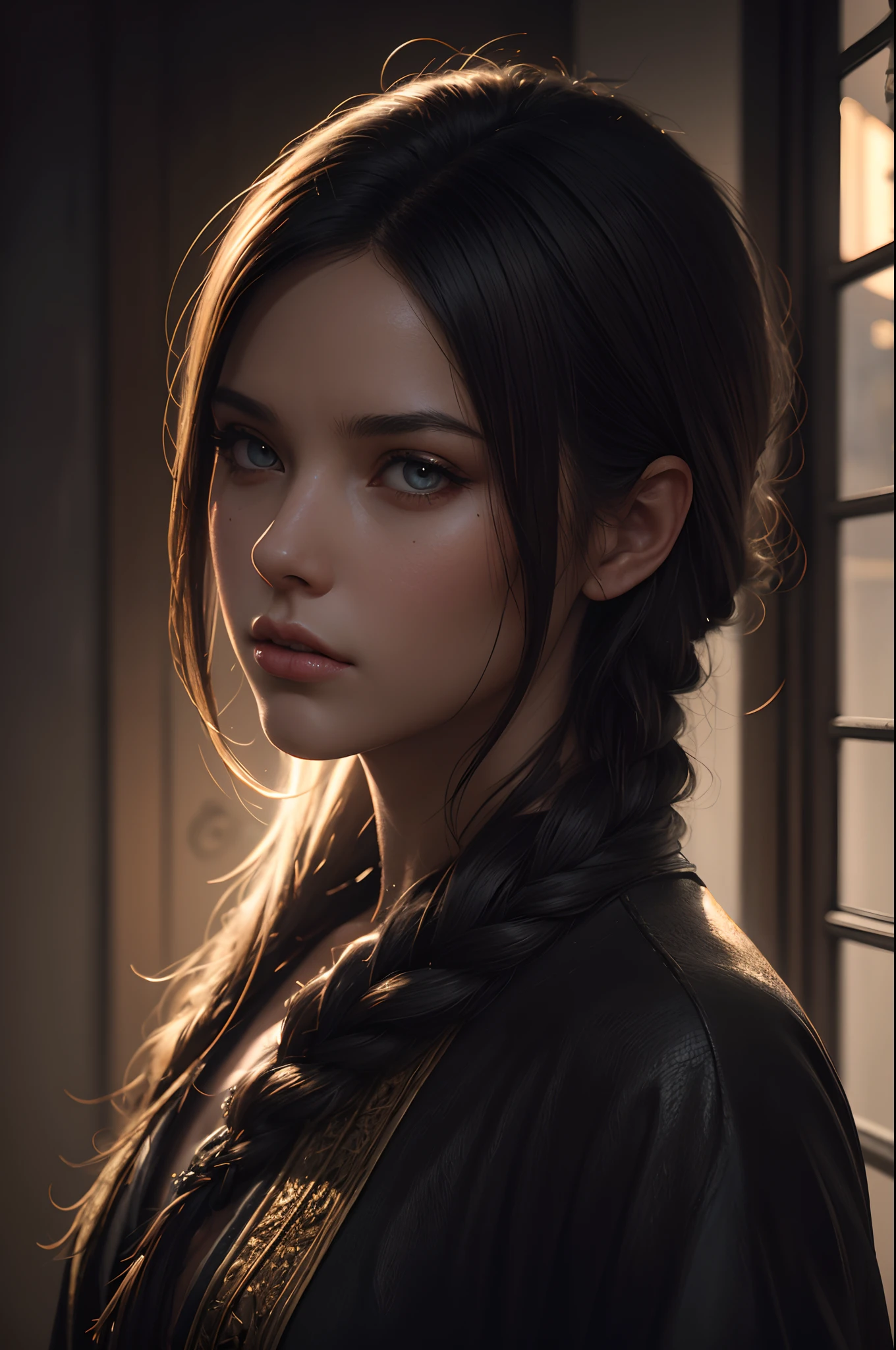 The woman, Masterpiece, Best Quality, Highest Quality, Cinematic lighting, (voluminous lighting), extremely detailed CG unity 8k wallpaper, Focused, 8k wallpaper, 4k Wallpaper, Extremely detailed, ultra realistis, Photorealistic, sharp-focus, absurdress, (HDR:1.2), (High contrast), a photo of a, detailed and intricate, instagram, Portrait, Highly detailed, Digital Painting, Artstation, Concept art, Smooth, sharp-focus, illustartion, Cinematic lighting,