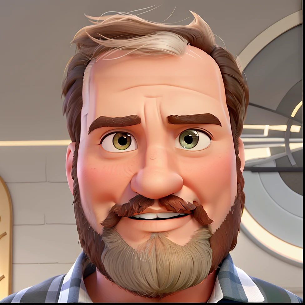 Poster no estilo Disney pixar, alta qualidade, melhor qualidade, homem sexy branco, 30 anos cabelo grisalho barba grisalha