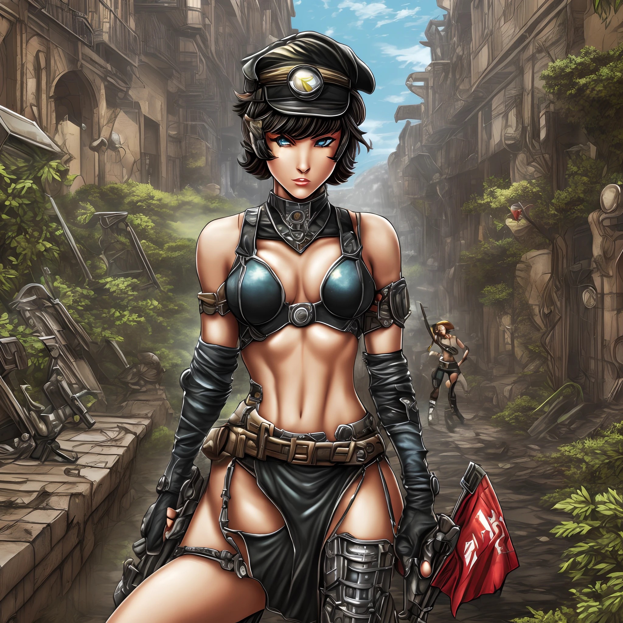 metal slug black, cyborg girl , combat attack, master piece, pin up, 4k, realistic --auto --s2