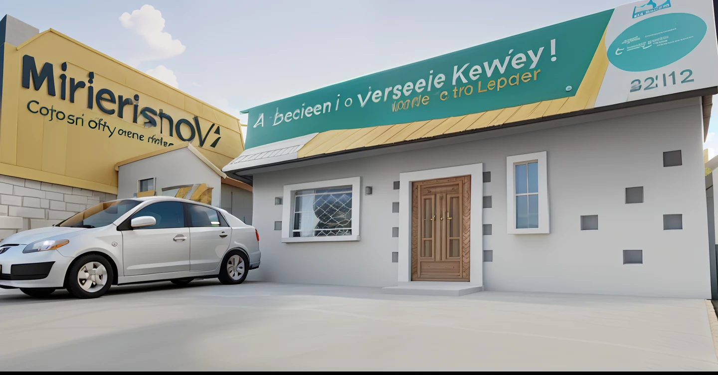 A house with Amarazzi and MRV signs with gray walls and sunlight