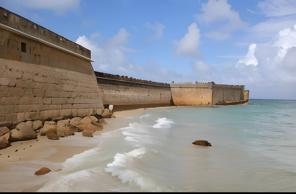 Parede de pedra ao longo da praia com ondas batendo contra ele, wall of water either side, historical setting, Muralhas da cidade, Muralha da Cidade, Porto Rico, Directed by: Kristin Nelson, poucos iida, Paredes gigantes do castelo, Muralha do castelo, olhando para a esquerda, Directed by: Daniel Lieske, Okinawa, Japan, dramatic shot, Photo Session, Notar, fosso, perto de um cais