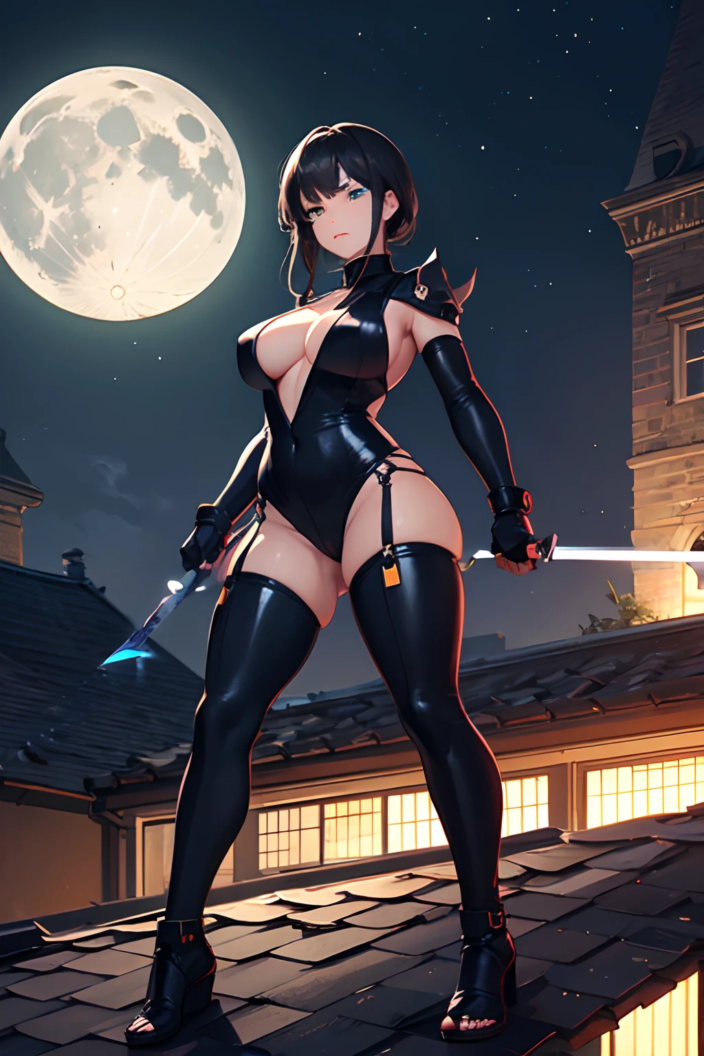 correctly positioned expressive eyes, correct face, detailed correct swords in the mouths