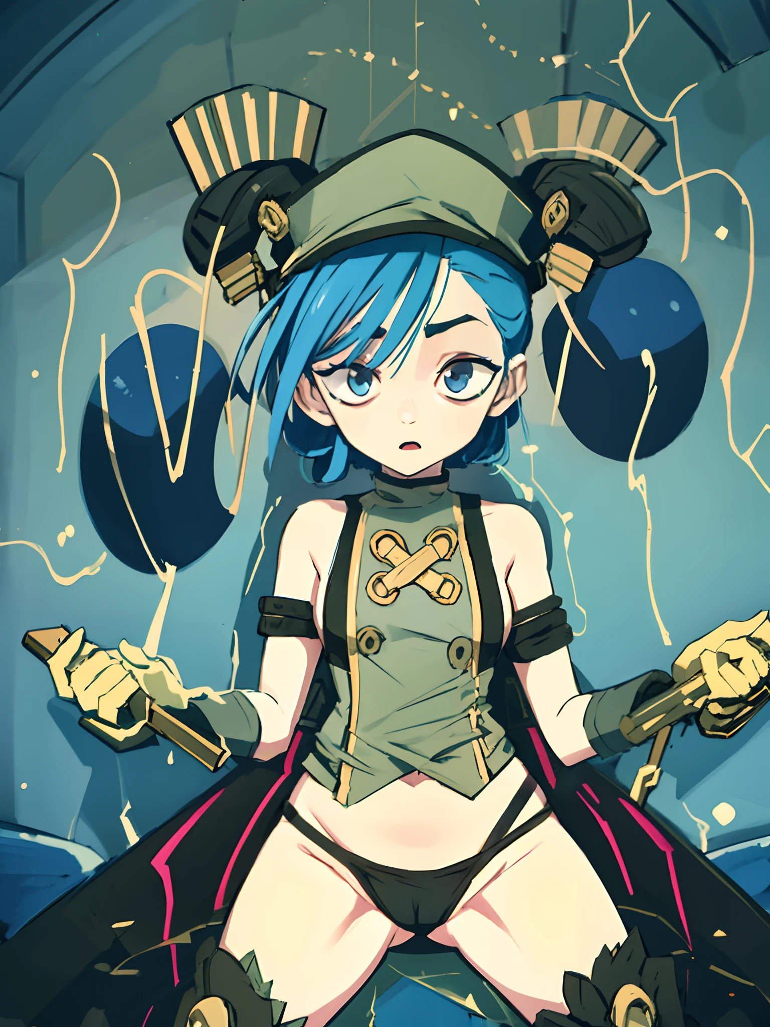 (explicit content warning) [(master part: 1.1, best quality: 1.1), Shy student in uniform showing off, emphasis, Panties, up to, ligeiramente 0.8 cabelos azuis, Wet,