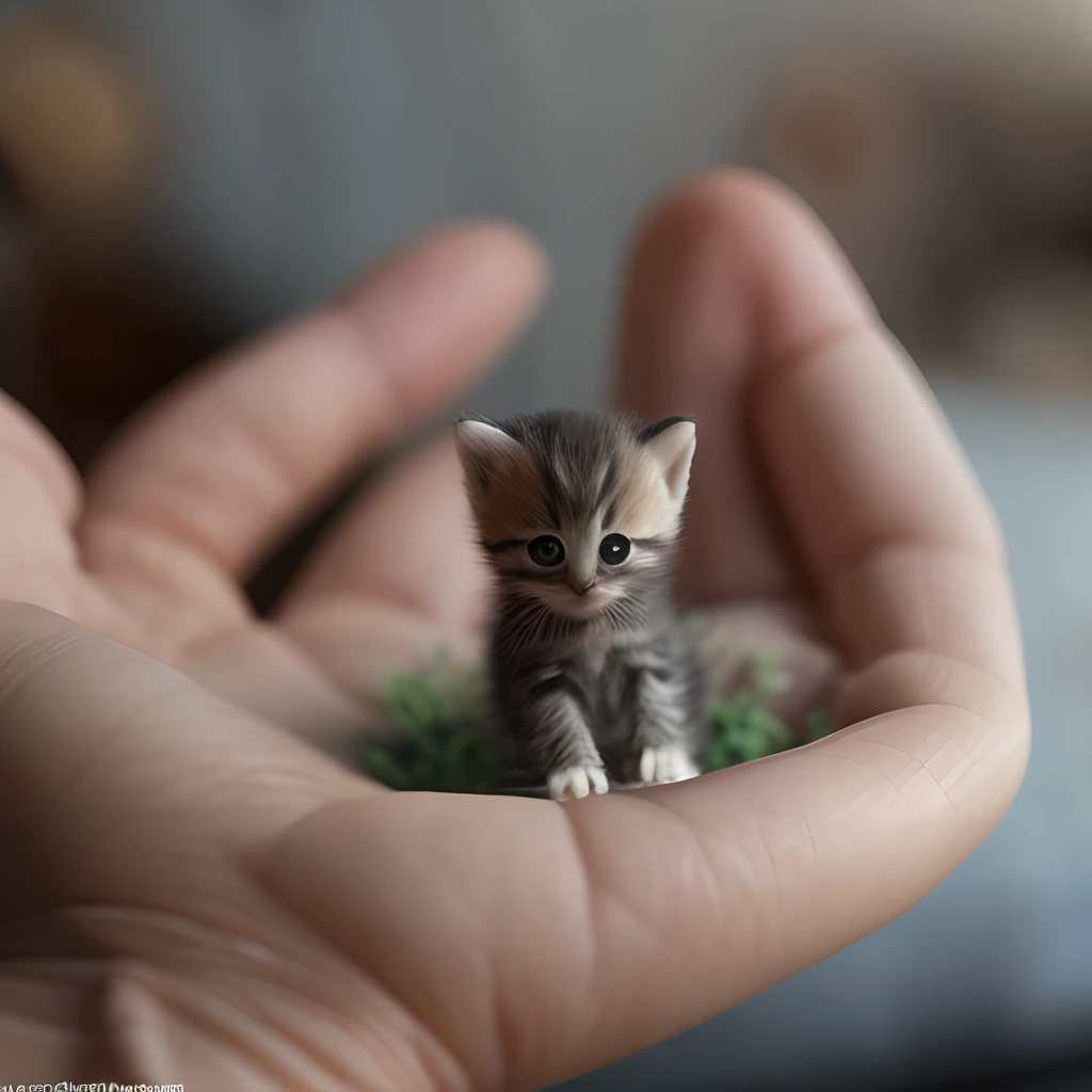 A super tiny mini kitten on a normal human finger. photo real,classic composition,masterpiece,exquisite,color correction,amazing visual effects,crazy details,intricate details,sharp focus,HD,8k