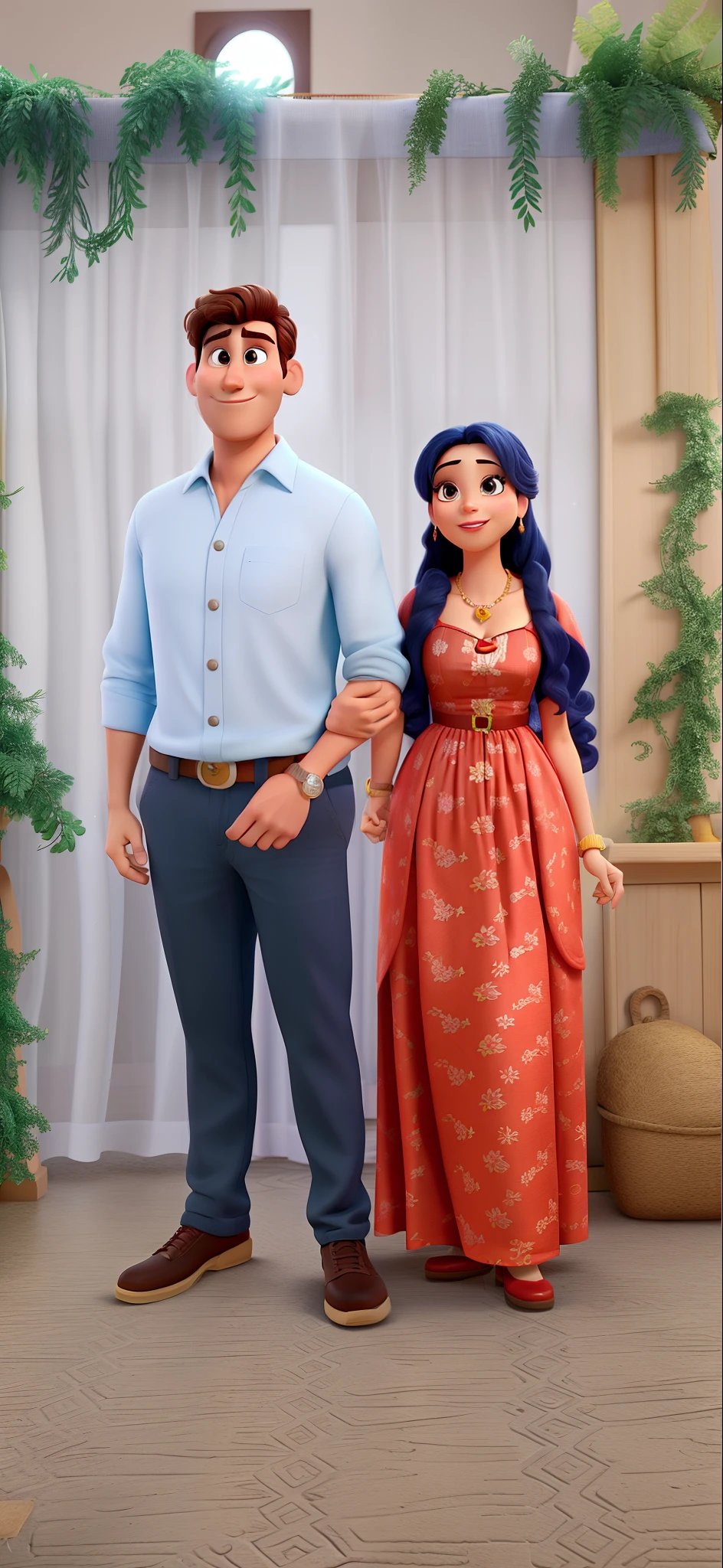 casal homem e mulher no estilo Disney Pixar, alta qualidade, melhor qualidade