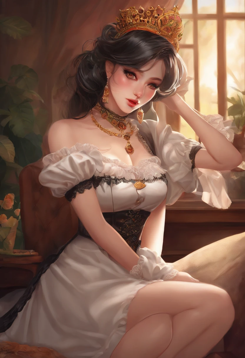 ((((((large breasts, Erotic lingerie, puffy long sleeves, corset, wrist cuffs, frills, bangs, maid, on the bed))))))((((The whole body is covered with oil,Oily shiny,Oily,Oily and slippery,opened mouth,tongue from mouth,blush:1.2,baggy cuffs,))))(((((((monochromatic world, using only shades of black, white, and gray,Dark Style, Grim,zentangle:1.2, geometric:1.2, ))))))),((1girl,under-aged,amazing,sharp focus,seductive lady,Solo,from above:1.3,pubic tattoo,Loose and light knitwear,leggings,))(Masterpiece,Best quality, offcial art, Beautiful and aesthetic:1.2),((UHD,HRS,Golden ratio,)) (16k),((upper upper shot,close of face:1.2,focus on face:1.2,succubi, (((middle breasts))), (((sagging breasts))))),(Physically-based rendering),Sharp focus, (((highdetailskin,))),Intricately detailed clothing,Delicate pupils,heart pupils,danfeng eye,((((detailed hair|long hair|Long bold side bangs|hair cover eyes|natural curly|disheveled hair)))),Slender,(masterpiece sidelighting),(The sheen),(beautiful hair,beautiful eyes,)((unbelievable Ridiculous,)),((extremely_Detailed_Eyes_and_face)),AV actor,(Dynamic configuration: 1.2),Brilliant,Glossy, (Photorealistic), ((hairpin)), two-sided fabric,Ultra-precise depiction, Ultra-detailed depiction,