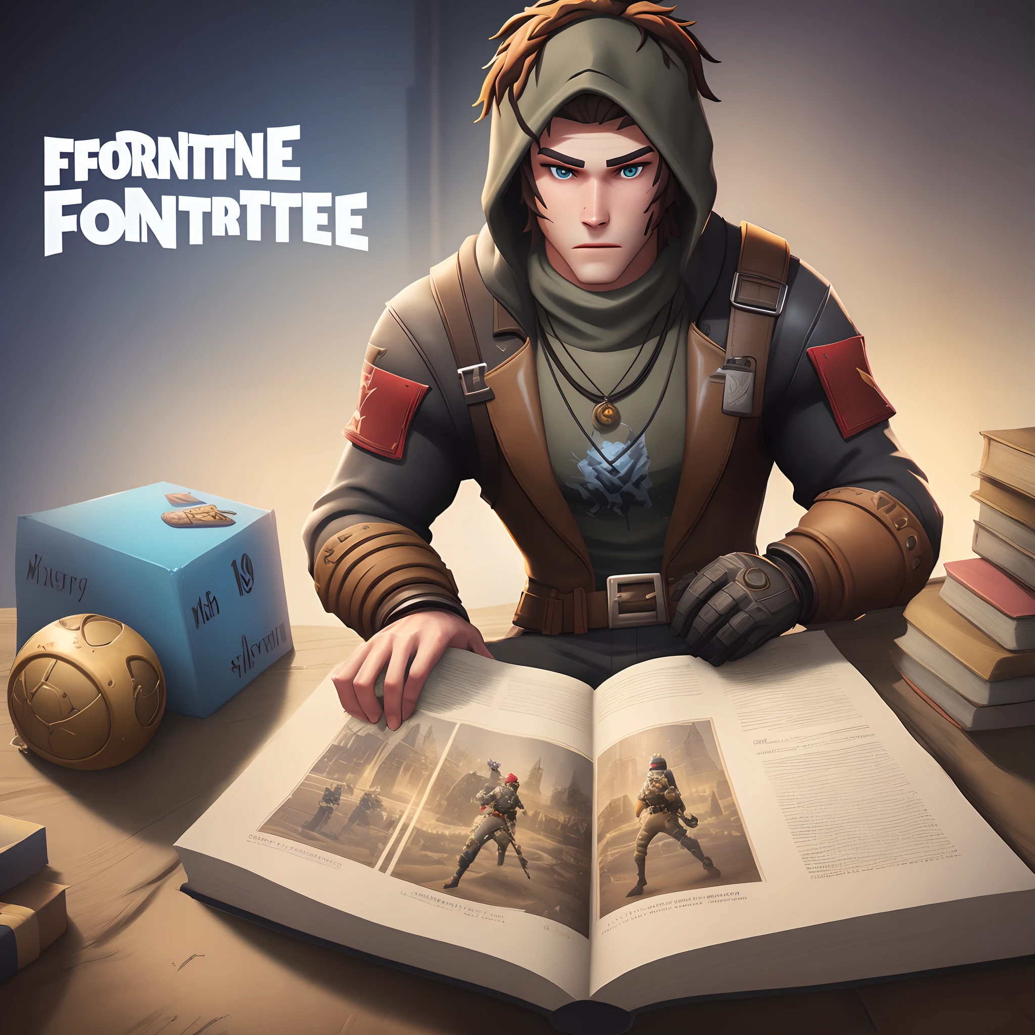 Fortnite as 1970s dark fantasy book cover paper art dungeons and dragons