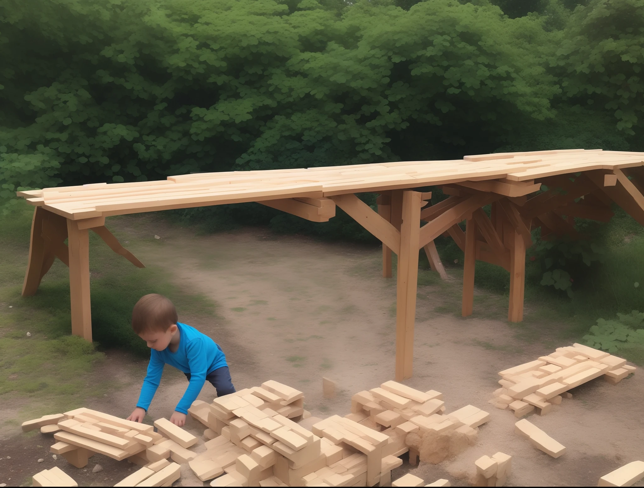 Enfant construisant un pont en carton