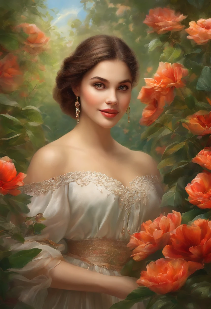 A girl in a vibrant garden, surrounded by blooming flowers and lush greenery. The girl has beautiful detailed eyes, captivating with their vivid colors. Her lips, equally detailed, give a delicate touch to her face. She stands under the warm sunlight, radiating a sense of tranquility.

The scene is captured in a medium, photorealistic painting style, portraying every intricate detail of the garden and the girl. The colors are vivid and vibrant, with a wide range of hues that bring the artwork to life.

Adding to the ambiance, the garden features a variety of distinct textures. The soft petals of the flowers, the roughness of the tree bark, and the velvety leaves create a multisensory experience.

The overall image quality is of the best possible standard, with ultra-high resolution (4k or 8k) to showcase the finest details. The artist's attention to detail is evident, resulting in an ultra-detailed masterpiece. The lighting is carefully crafted to highlight the girl and the garden, creating a perfect balance of light and shadow.

This artwork embodies the essence of portraits and nature, seamlessly blending them into a harmonious composition. The artwork exhibits a warm and vibrant color palette, with a combination of rich reds, vibrant greens, and delicate pastels.

The prompt, carefully crafted, enhances the generation process of Stable Diffusion, guiding it to produce a mesmerizing representation of a girl in a flourishing garden.
