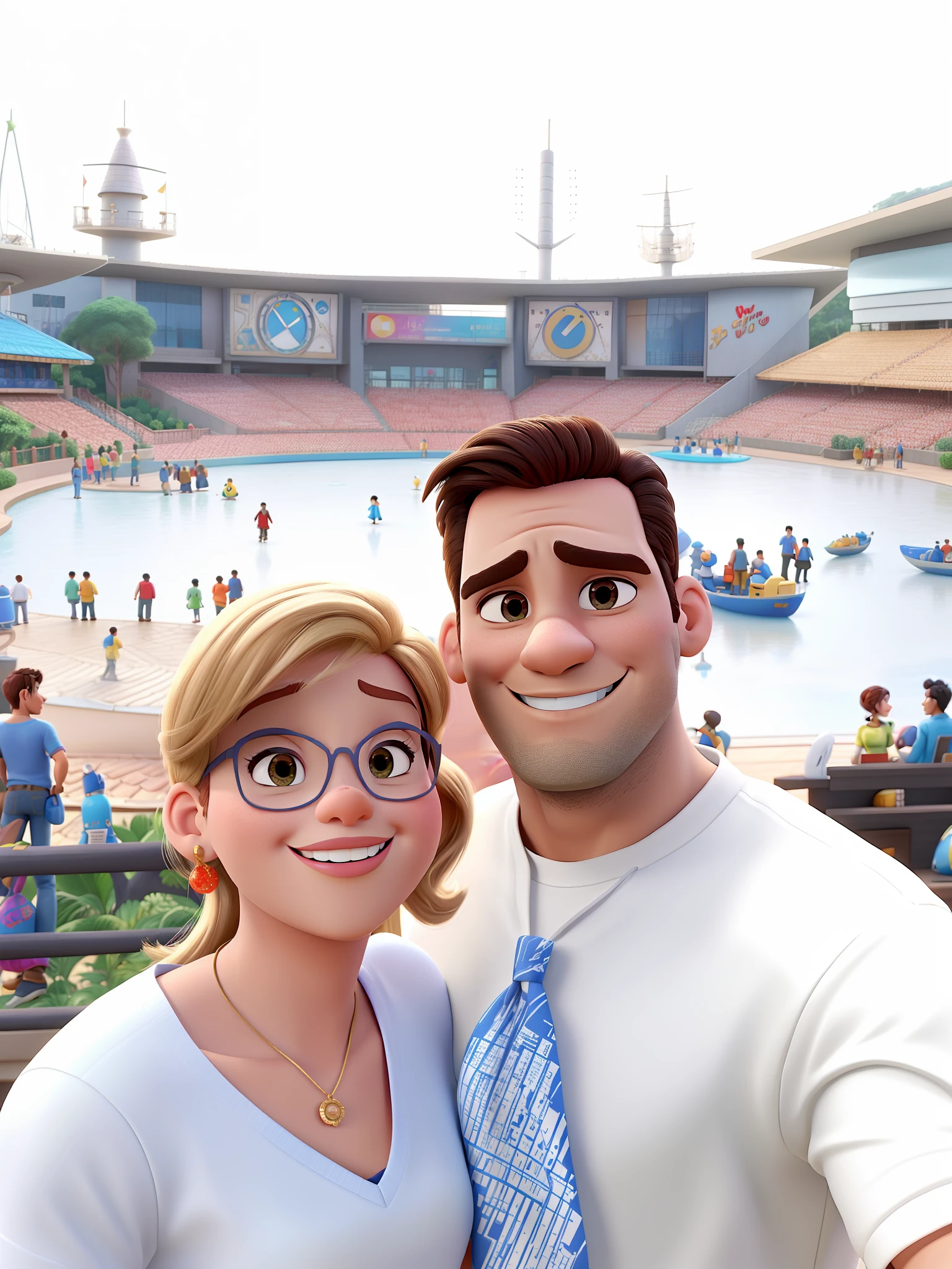 casal homem e mulher no estilo Disney Pixar, alta qualidade, melhor qualidade