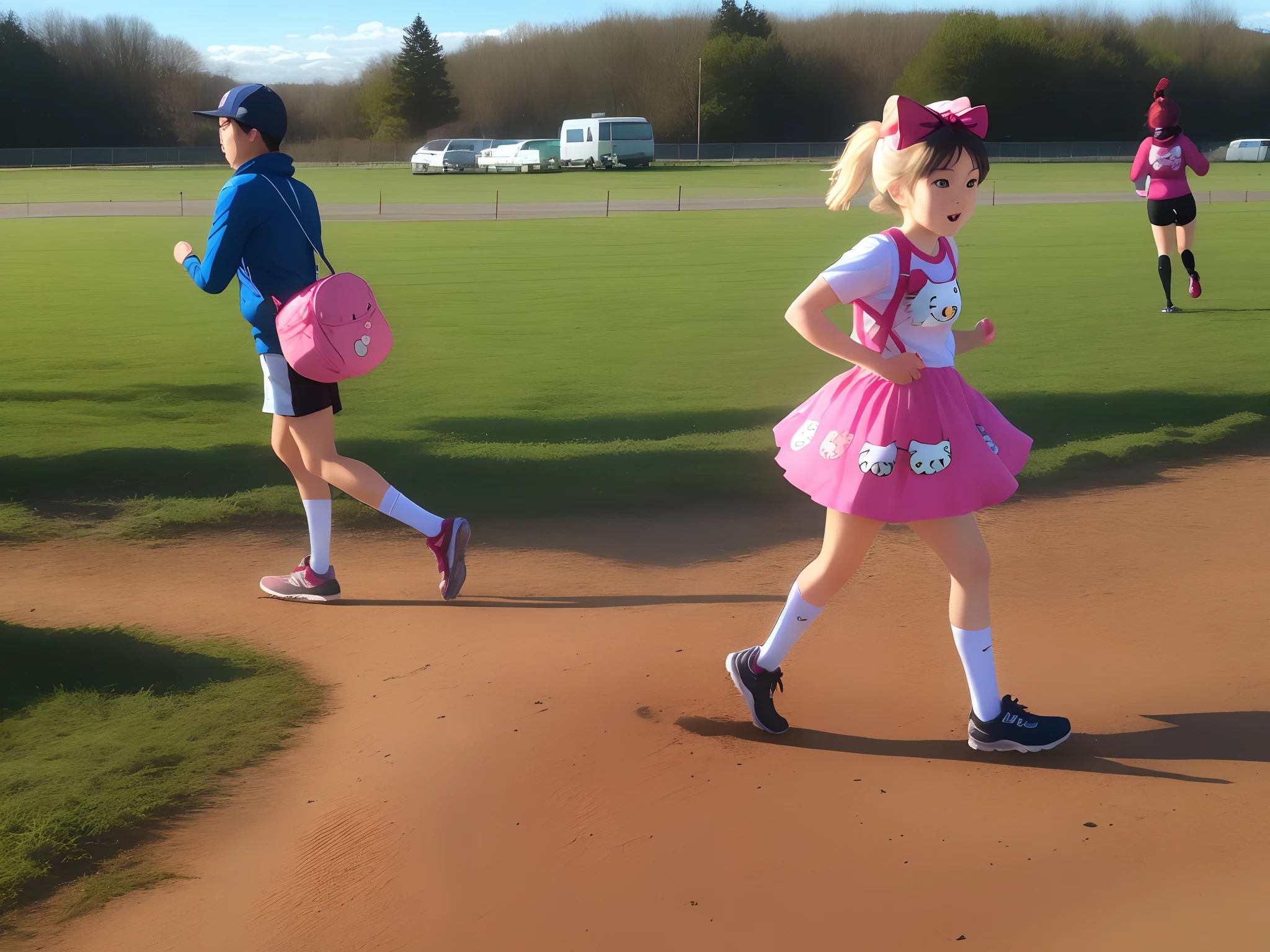 Hello kitty doing cross country