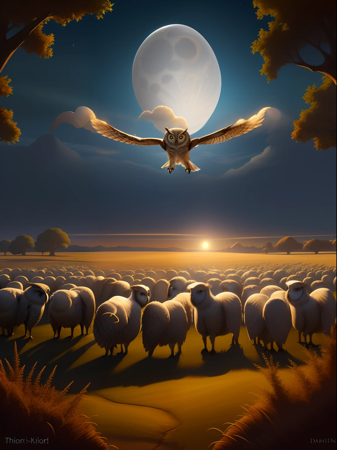 Owl with wings spread domineering wings spread HD