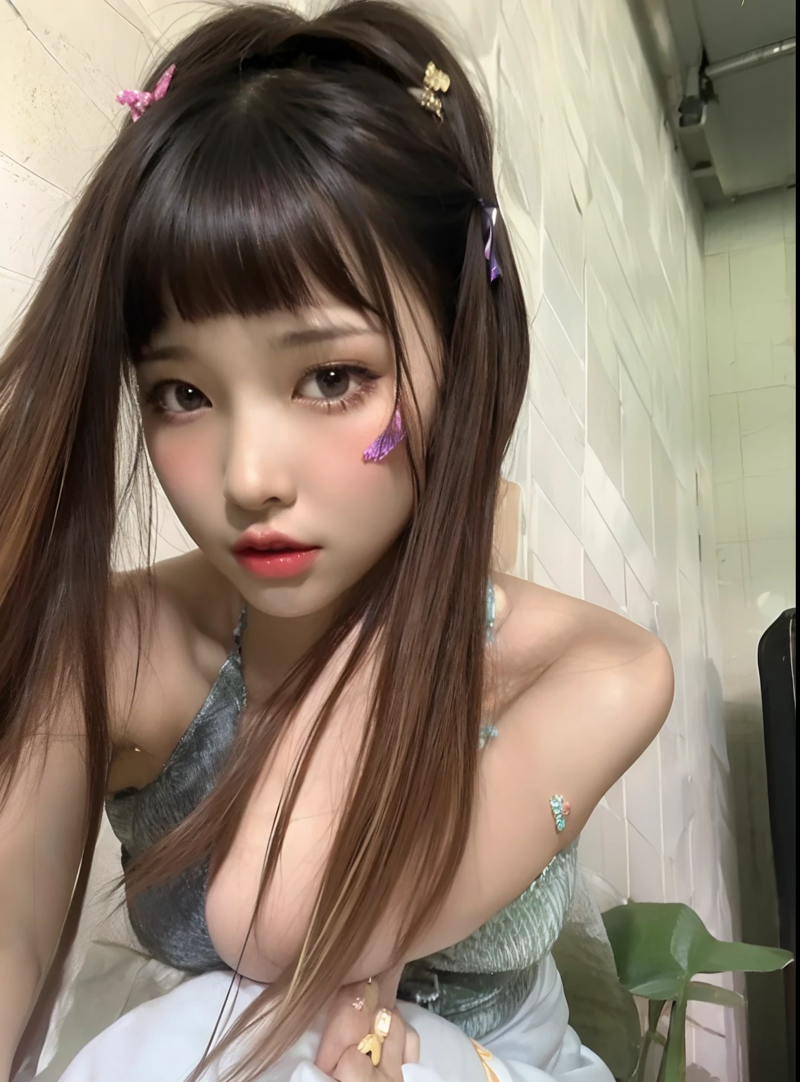 hay una chica joven con el pelo largo y un vestido, El Corte Hime, Shikamimi, Chiho, realistic young gravure idol, Yoshitomo Nara, Hermosa Delphine, ayaka, young pretty gravure idol, young gravure idol, Shiori Teshirogi, Peinado blanco de corte hime, Diosa japonesa