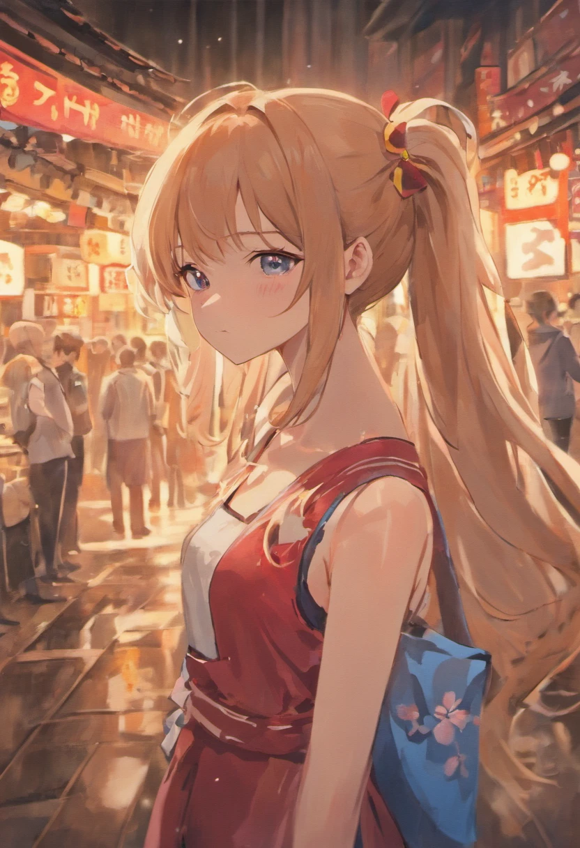 Sleeveless, pony tails, japanaese girl, 8K, Luo Image, Top quality, Masterpiece, Realistic, realistic super detailed, One girl, Cute, Best Smile, Beautiful eyes, Long hair, Perfect facial features,