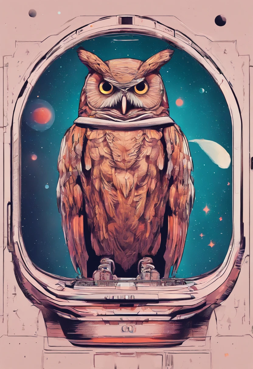 The owl wears a space helmet,Fly over the water,inverted image,Sharp focus,Bokeh,depth of fields,Works of masters,super-fine,Hyper-realistic,8K,Best picture quality,Detailed description,电影灯光,cinematic perspective