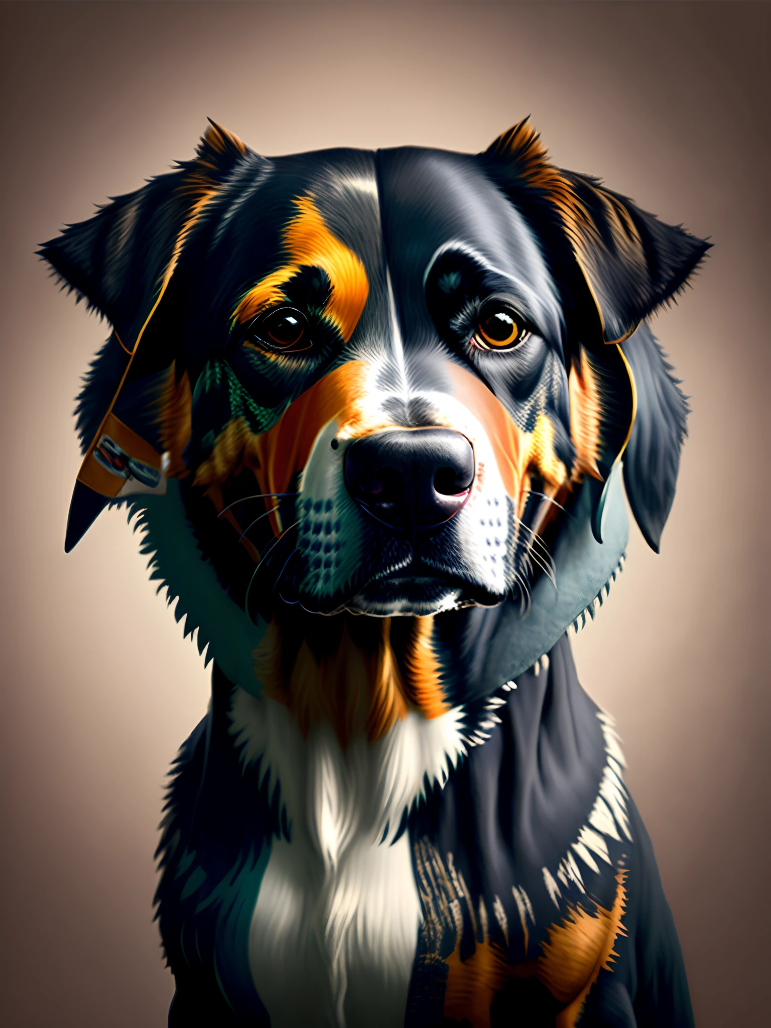 Australian cattle dog in a guy fawkes mask