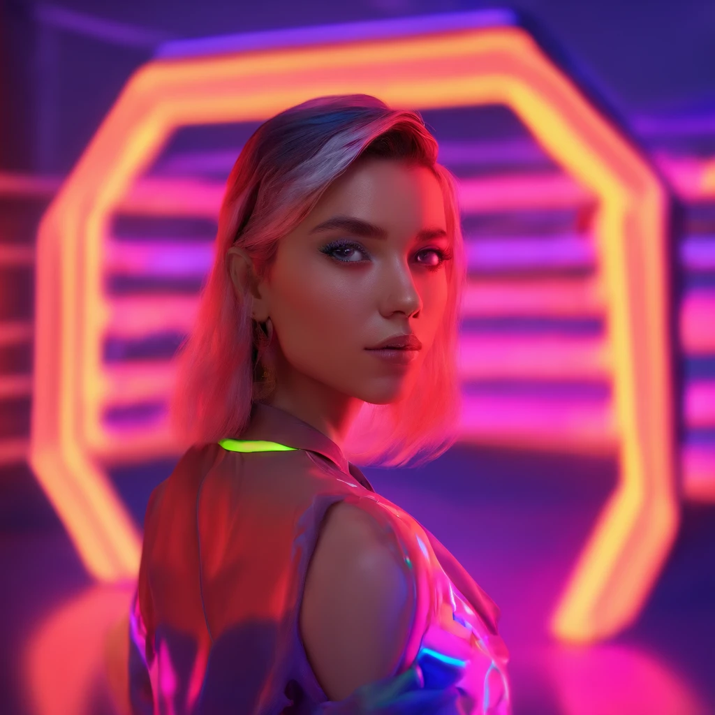 fotografia colorida retrato da moda, Woman, neon lights