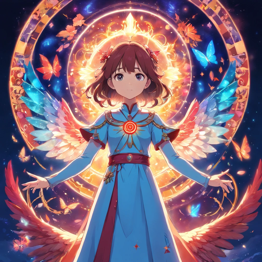 absurdos , Altas, ultra detalhado, (1girl:1.3), quebrar, fantastic dress, Chapelaria, quebrar, persona leve, persona sombria, controle da mente, fractal, corpo inteiro, teto, Artistic background, blue bioluminescence, geometric, Organic, blessing, favor, Exaltado, sublime, nobre, Desdobramento, Desvendar, Antigravidade, antimatter, guardian angel, Holy, sagrado, Espiritual, digno, Bioluminescence red, flor, Holographic wings, not magic circle, photon, borboleta, Scales, galaxy, URSO,
