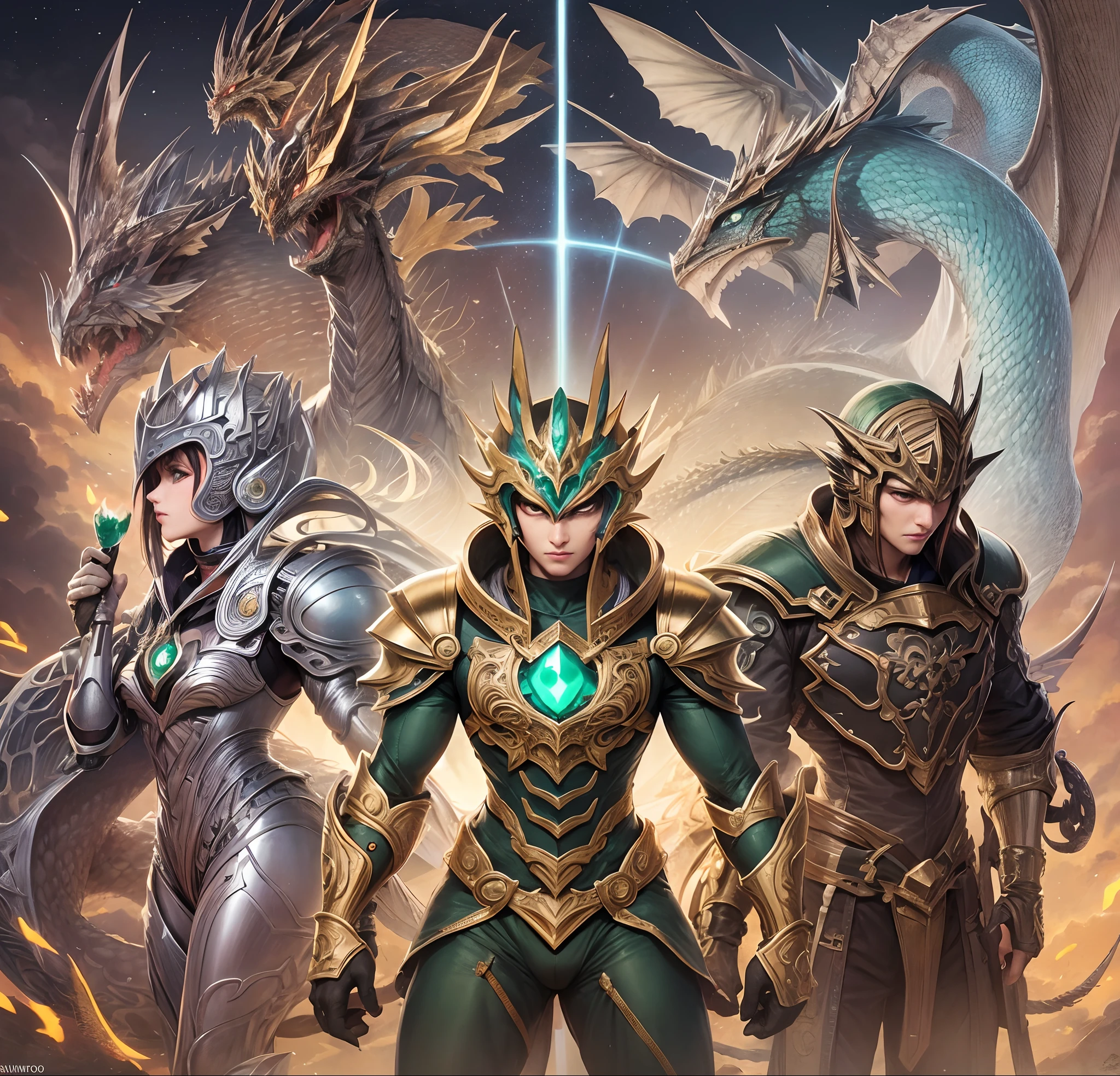 Shiryu caballeros del zodiaco, Caballeros del Zodiaco(Masami Kurumada). dragon knight,guerrero, lucha, dragon armor, Bronze Dragon Knight((Verde)), sangre, Dragon, 5 picos, cielo estrellado, cosmos, piedras flotando, Apply super realism, 4K resolution, 8K and highest quality. Antecedentes detallados, Obra maestra, La mejor calidad, alta calidad, Altas Resoluciones, absurdos, (Arte de Masami Kurumada:1.2), Anime style, Estilo manga, dibujo a mano, Kinematic, foco nítido, Gran profundidad de campo, Obra maestra, Arte conceptual, tendencias en Artstation, vivid colors, Estilo simplificado, tendencias en Artstation, tendencias en CGSociety, intrincado, colores vibrantes, sombreado suave, simplistic features, acute angles. --auto --s2